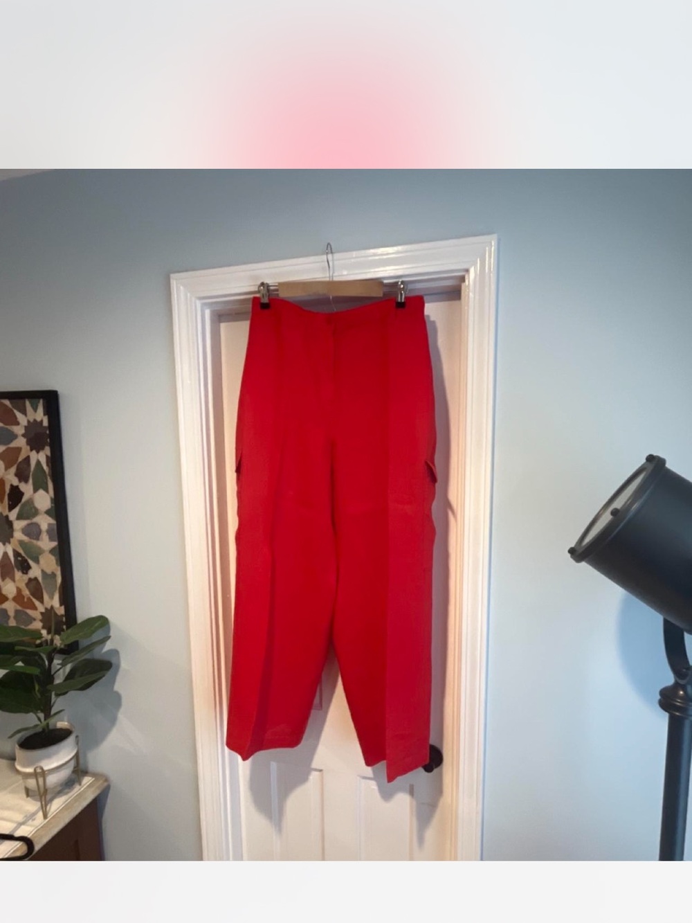 Eileen Fisher Bold Red Wide-Leg Cropped Pants